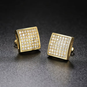 Square Cut Iced Pave Stud Earrings - Different Drips