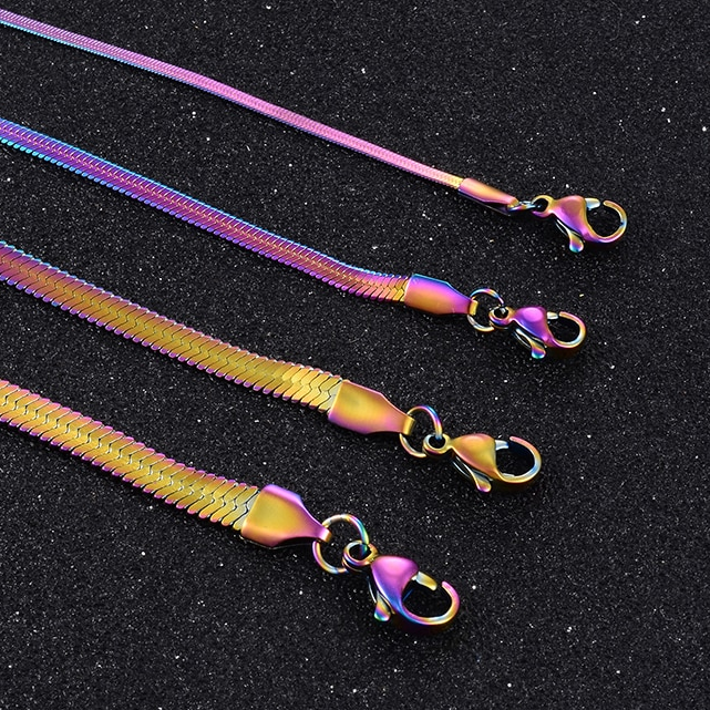 Rainbow Prong Herringbone Chain - Different Drips