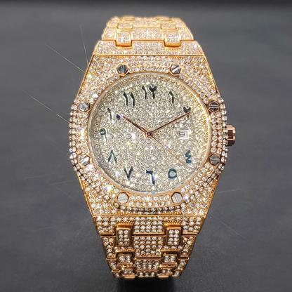 Iced Arabic Numeral Octagonal Watch - Different Drips