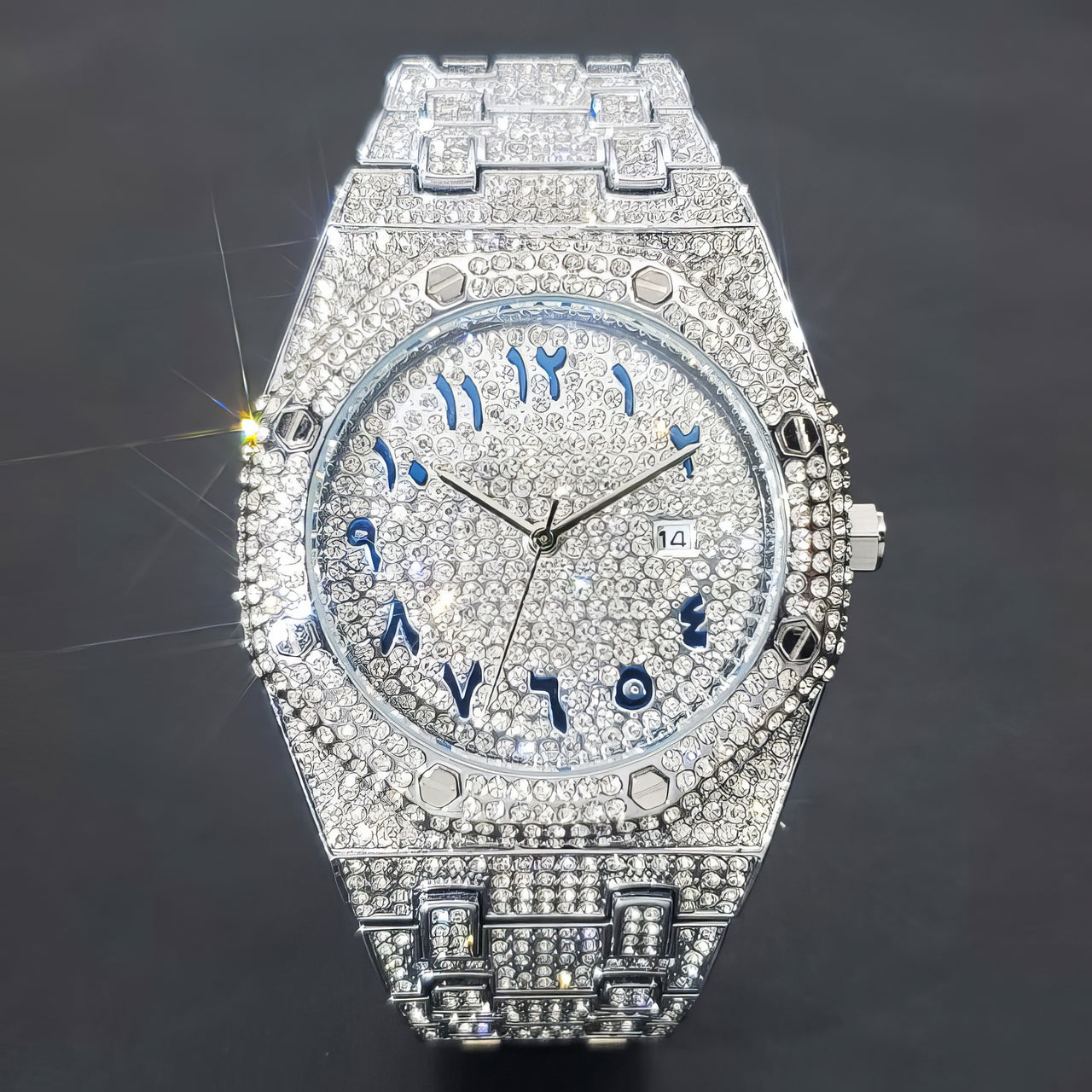 Iced Arabic Numeral Octagonal Watch - Different Drips