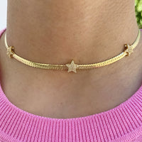 Thumbnail for Women's Triple Star Herringbone Necklace - Different Drips