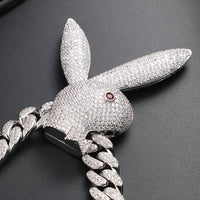 Thumbnail for Iced Upside Down Rabbit Pendant in White Gold - Different Drips