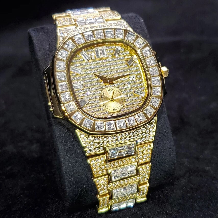 Iced Baguette Bezel Chronograph Watch - Different Drips