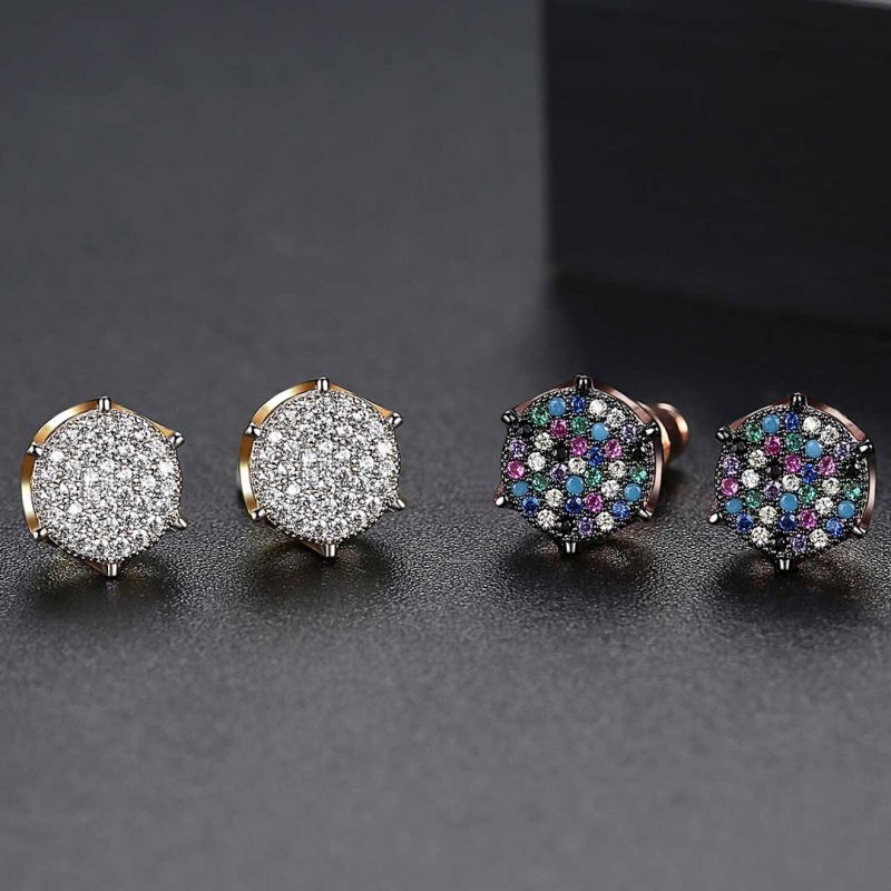 9MM Micro Pave Diamonds Stud Earrings - Different Drips