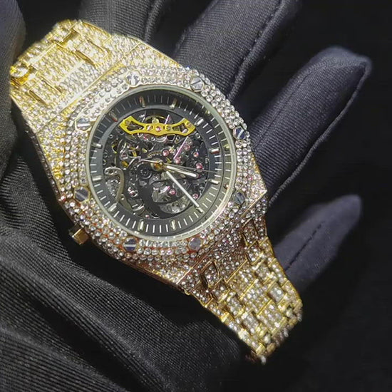 Iced Mechanical Octagonal Shaped Watch - Different Drips