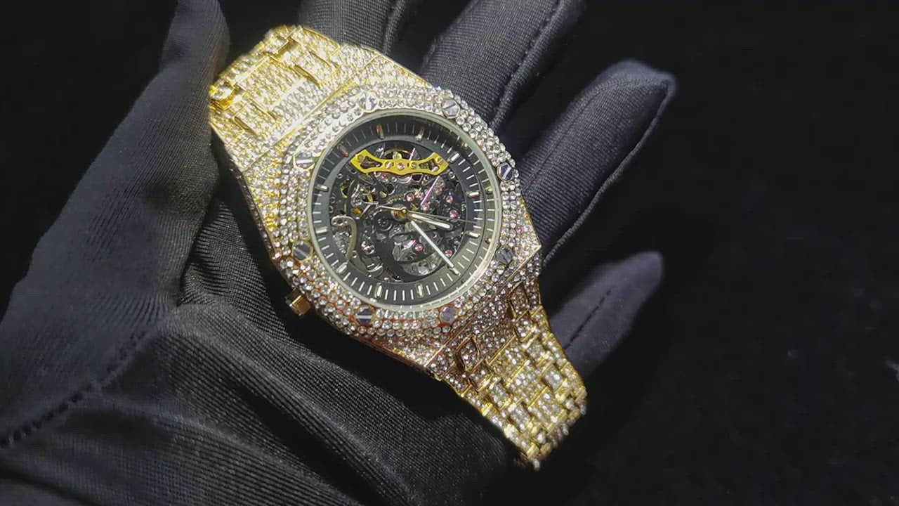 Iced Mechanical Octagonal Shaped Watch - Different Drips