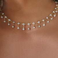 Thumbnail for Women's Round-Cut Drop Station Necklace - Different Drips