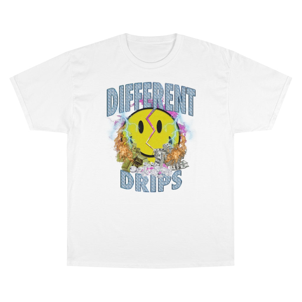 Broken Smiley Face Lightning Champion T-Shirt - Different Drips