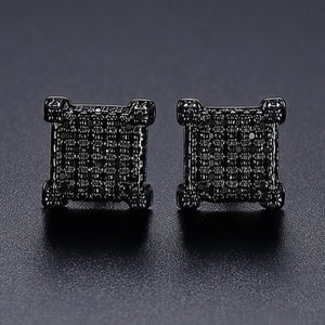 10mm Square Pave Stud Earrings - Different Drips