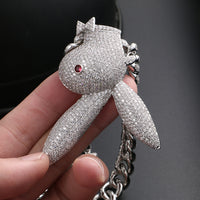 Thumbnail for Iced Upside Down Rabbit Pendant in White Gold - Different Drips