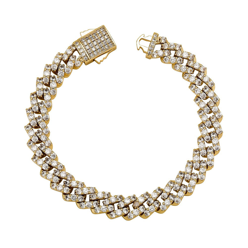 8mm Iced Prong Cuban Link Bracelet - Different Drips