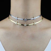 Thumbnail for Women's Triple Star Herringbone Necklace - Different Drips