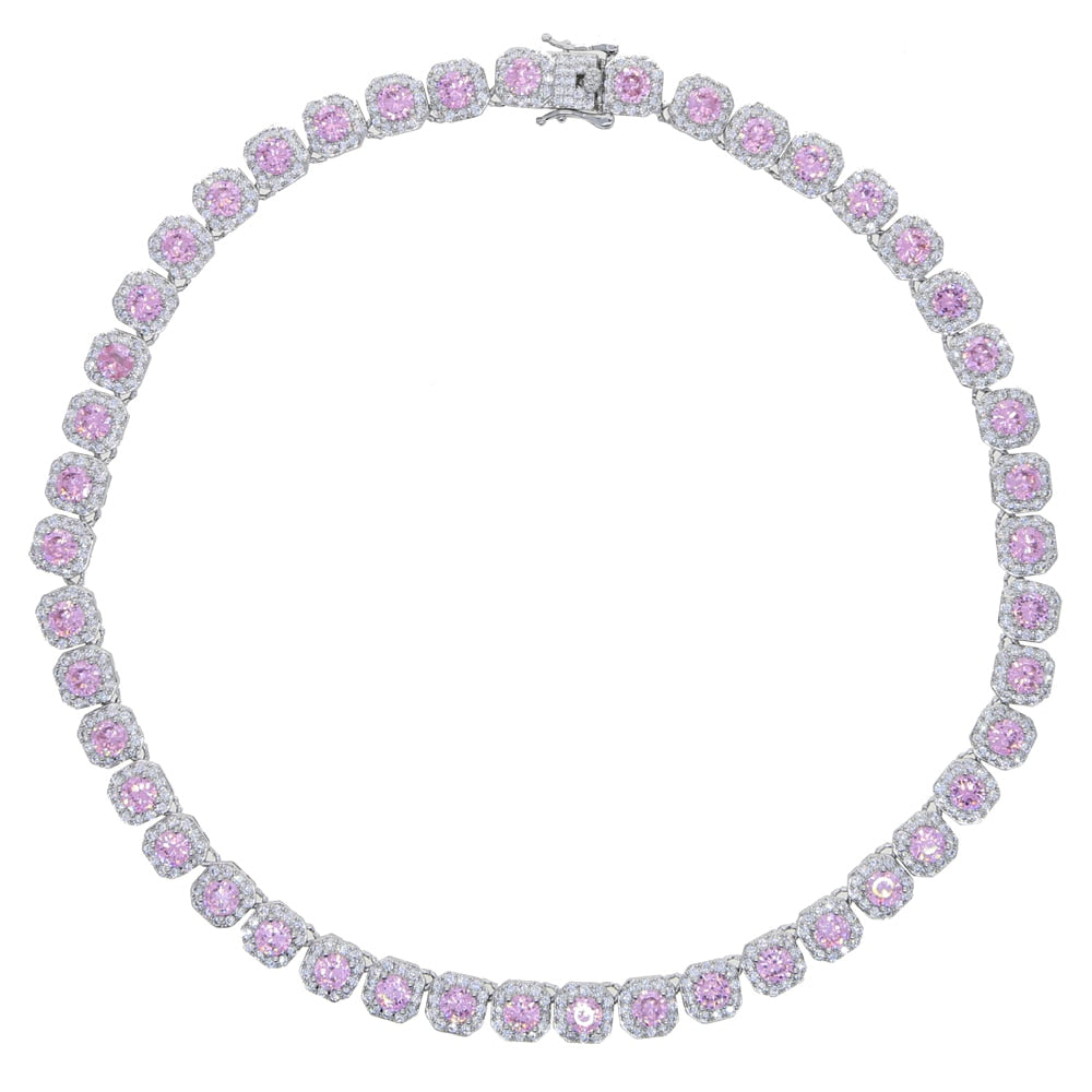 Women's Pink Clustered Tennis Necklace - Different Drips