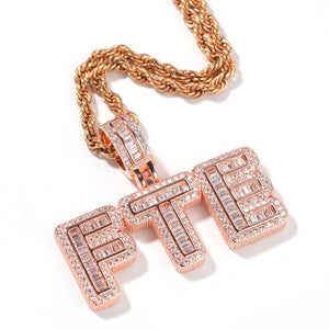 Baguette Custom Letter Pendant Rose Gold - Different Drips