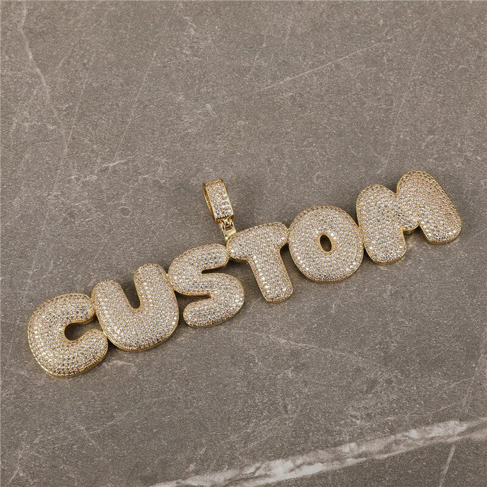 Bubble Font Custom Letter Pendant Yellow Gold - Different Drips