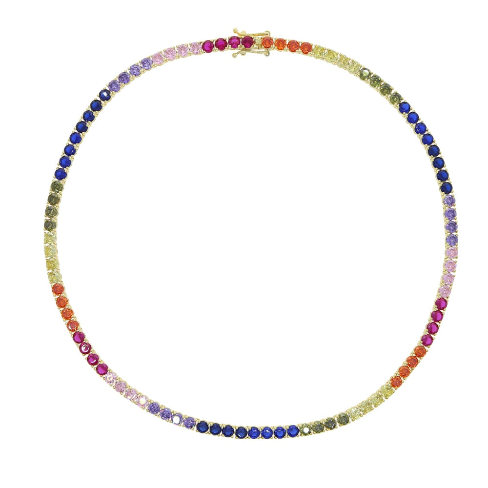 Women's 4mm Multi-Color Tennis Necklace - Different Drips