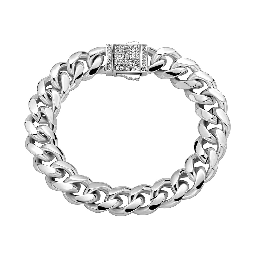 10-12mm Solid Iced Clasp Miami Cuban Bracelet - Different Drips