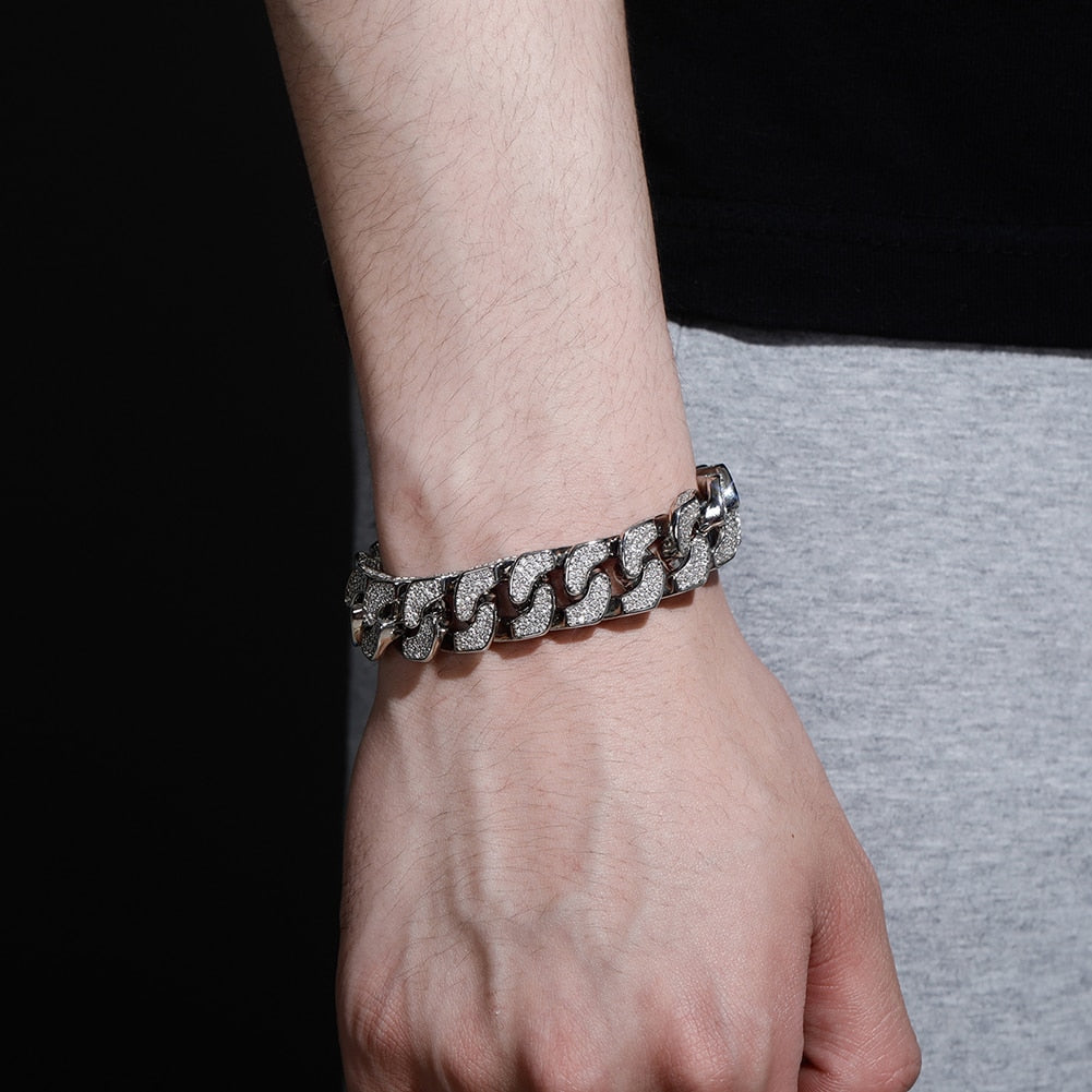 14mm Pave Curb Cuban Bracelet - Different Drips