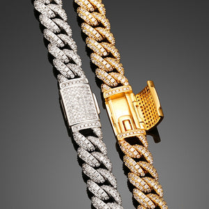 10mm VVS Moissanite & S925 Miami Cuban Link Chain - Different Drips