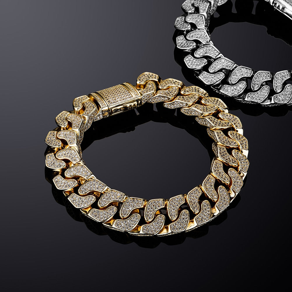 14mm Pave Curb Cuban Bracelet - Different Drips