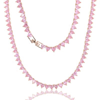Thumbnail for Women's Pink Heart Link Necklace - Different Drips