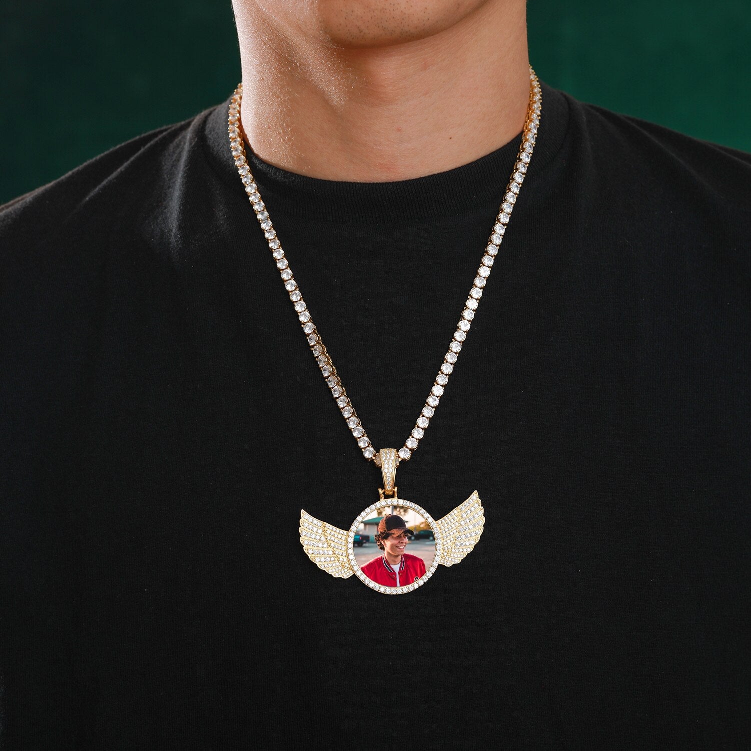 Iced Out Wing Photo Pendant - Different Drips