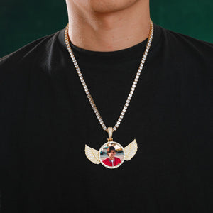 Iced Out Wing Photo Pendant - Different Drips