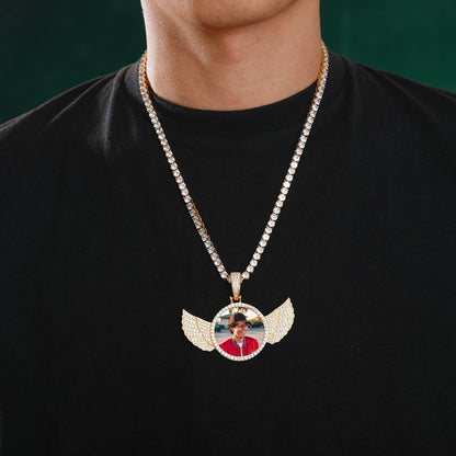 Iced Out Wing Photo Pendant - Different Drips