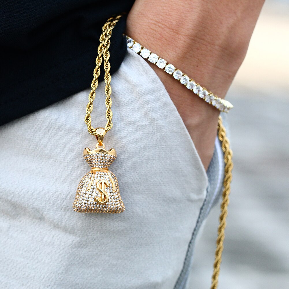 Iced Money Bag Pendant - Different Drips