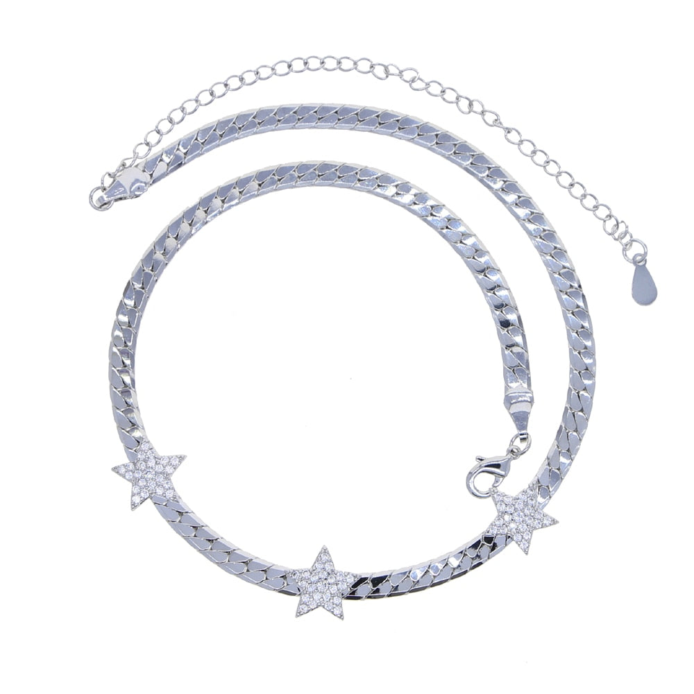 Women's Triple Star Herringbone Necklace - Different Drips