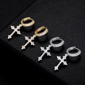 Spiked Cross Hoop Earrings - Different Drips