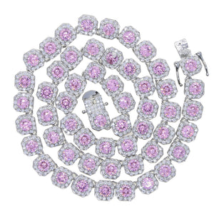 Women's Pink Clustered Tennis Necklace - Different Drips