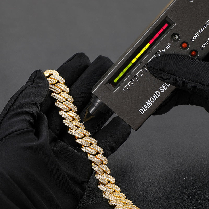 13mm VVS Moissanite & S925 Cuban Prong Link Bracelet - Different Drips
