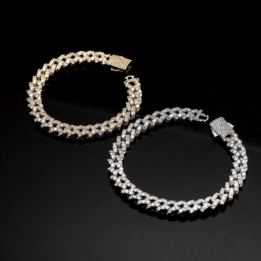 8mm Iced Prong Cuban Link Bracelet - Different Drips