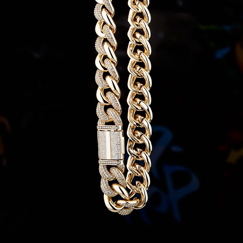 16mm Half-Iced Cuban Link Chain - Different Drips