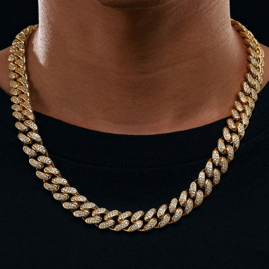 12mm Moissanite Miami Cuban Link Chain 18k Gold - Different Drips