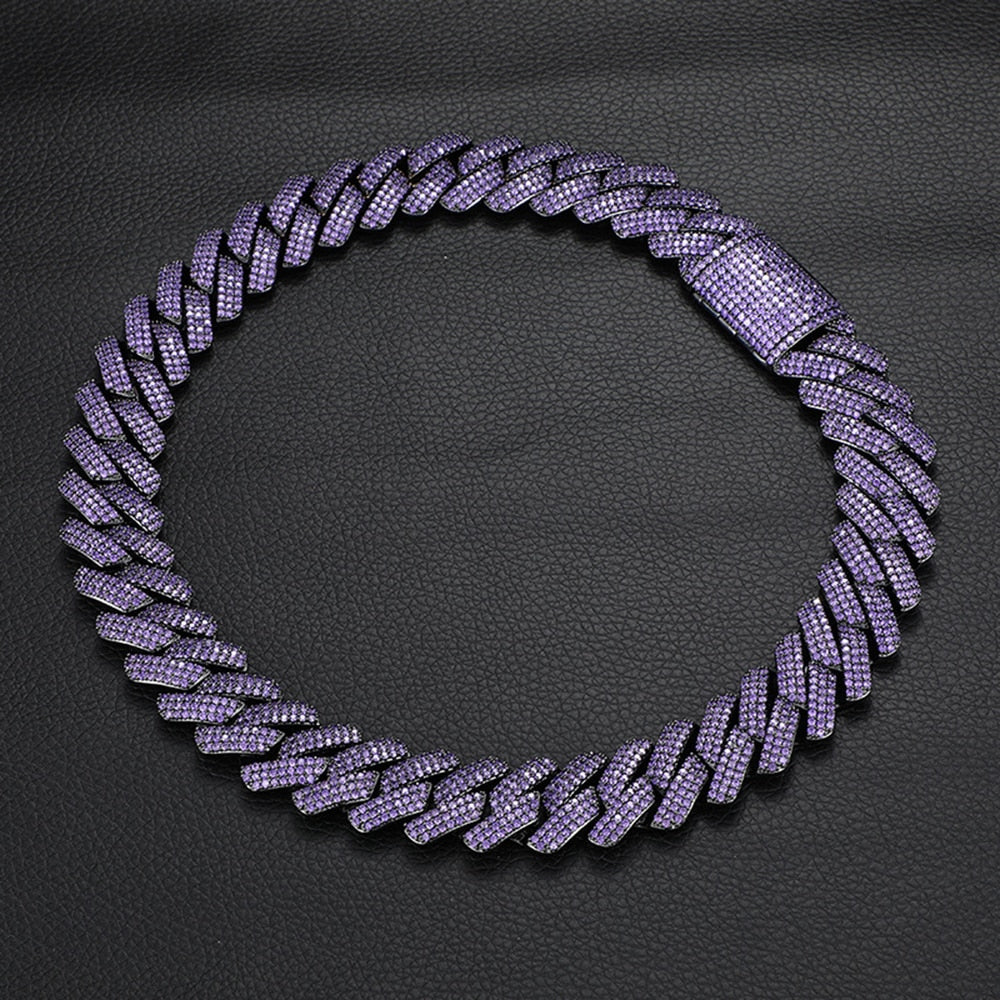 10mm Iced Out Purple Prong Cuban Chain - Different Drips