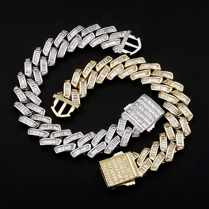 18mm Baguette Prong Cuban Link Bracelet - Different Drips