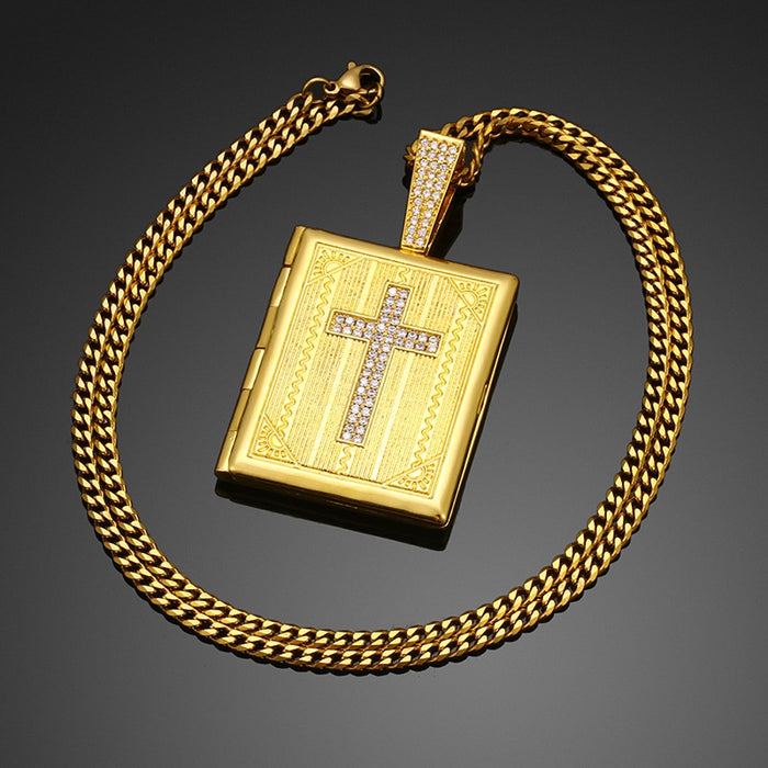 Holy Bible Book Custom Photo Pendant - Different Drips