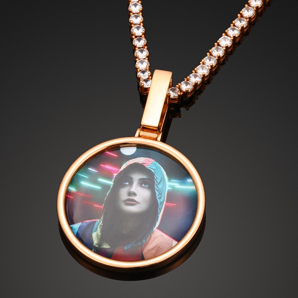 Medium Circle Custom Photo Pendant - Different Drips