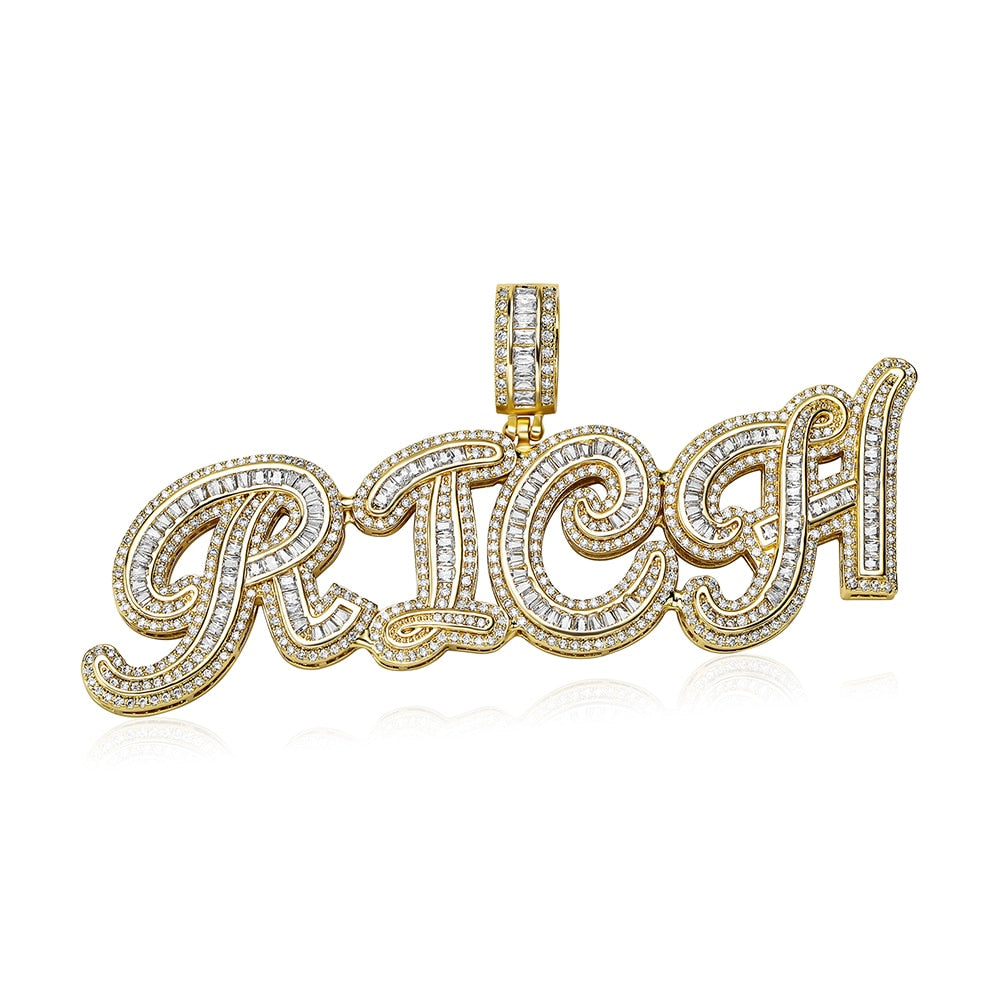 Multi-Layer Baguette Custom Letter Pendant - Different Drips