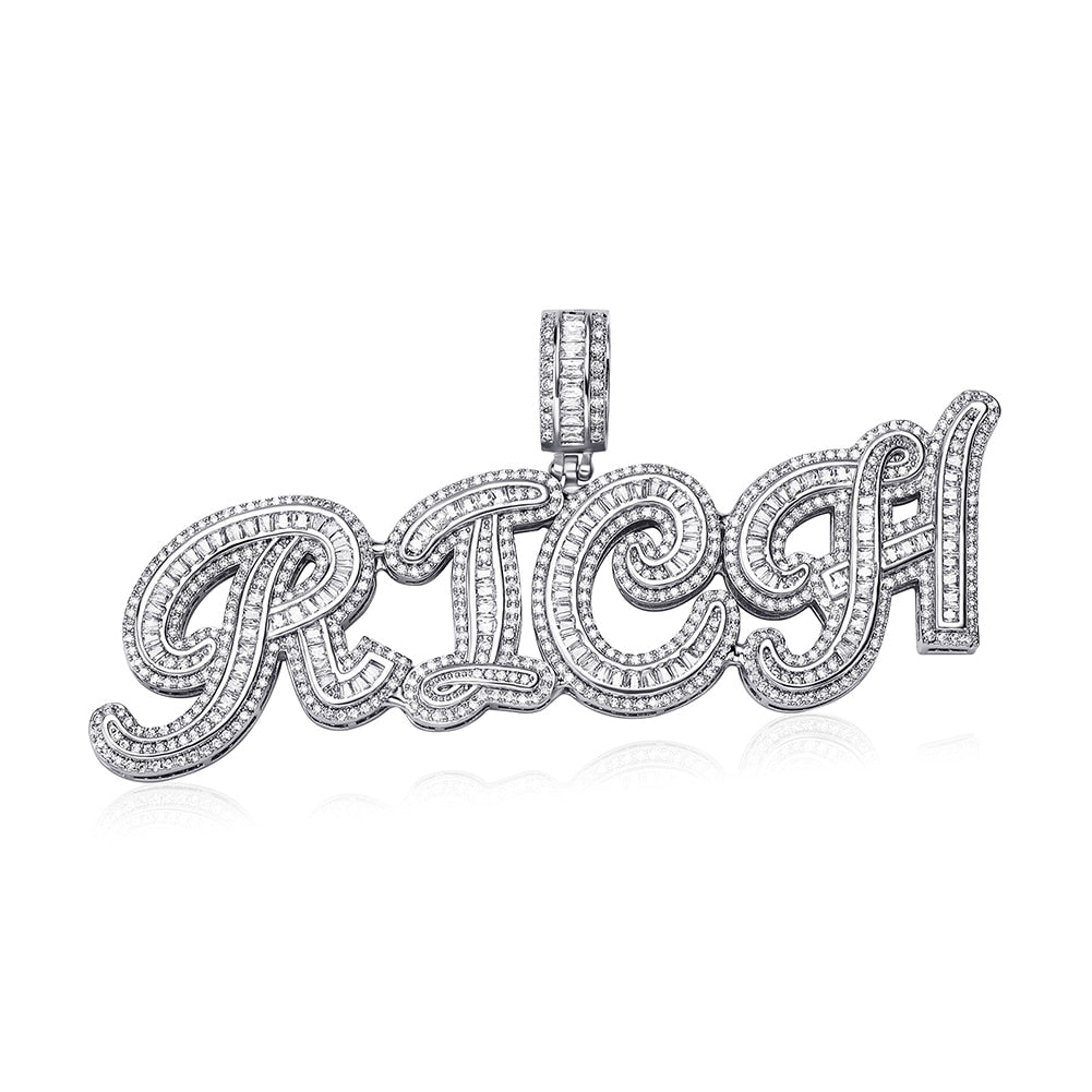 Multi-Layer Baguette Custom Letter Pendant - Different Drips