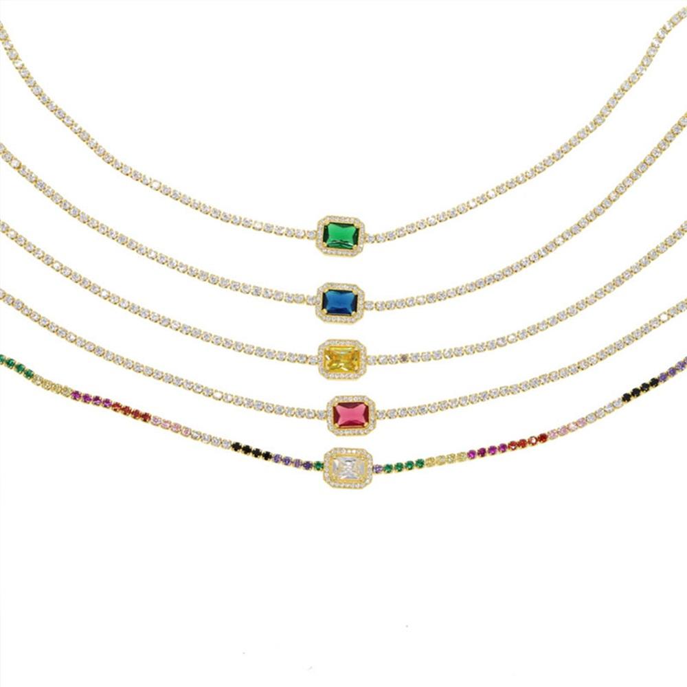 Women's Single Gem Stationed Tennis Necklace - Different Drips