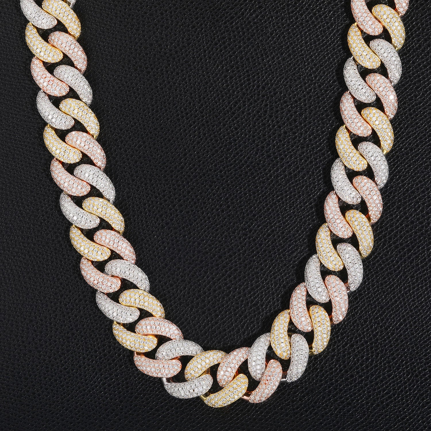 Triple-Tone VVS Moissanite & S925 Cuban Link Chain - Different Drips