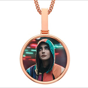 Medium Circle Custom Photo Pendant - Different Drips