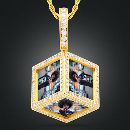 3D Cube Custom Photo Pendant - Different Drips