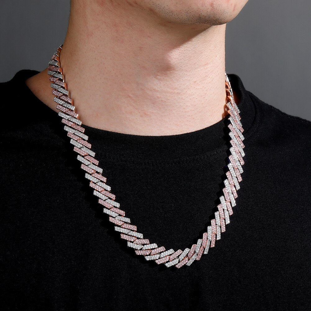 14mm Double Row  Prong Cuban Link Chain - Different Drips