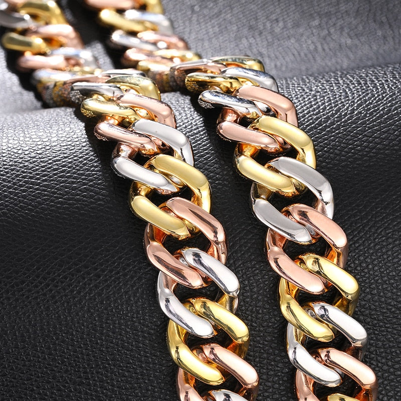 Triple-Tone VVS Moissanite & S925 Cuban Link Chain - Different Drips