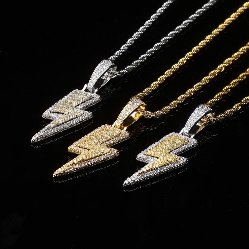 Iced Out Lightning Bolt Pendant - Different Drips