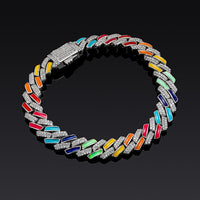 Thumbnail for 10mm Iced Out Multi-Colored Cuban Prong Bracelet - Different Drips